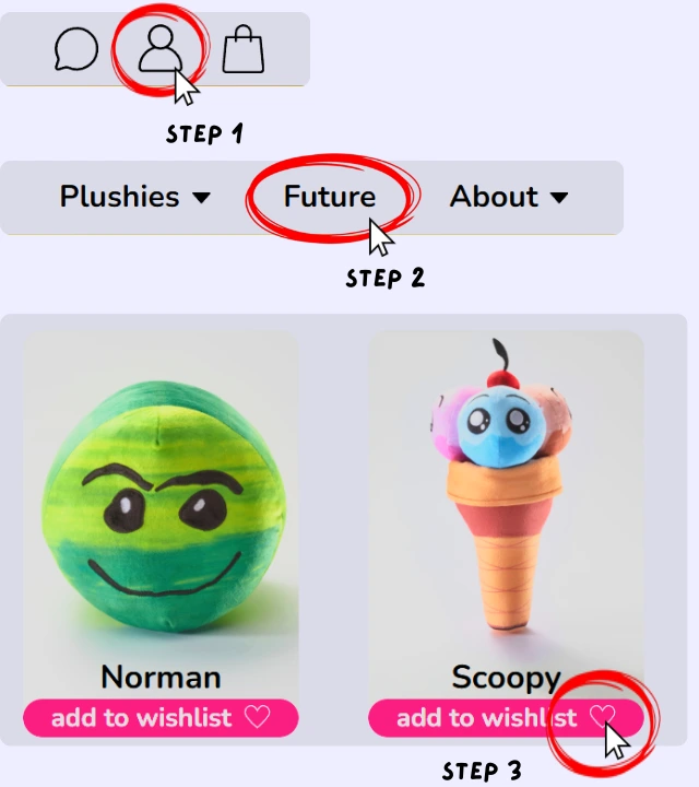 Steps for wishlisting future plushies